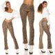 Pantaloni dama evazati, cappuccino, piele eco, animal print snake, Zenka 9 - jojofashion.ro