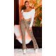 Pantaloni dama evazati, cappuccino, piele eco, animal print snake, Zenka 4 - jojofashion.ro