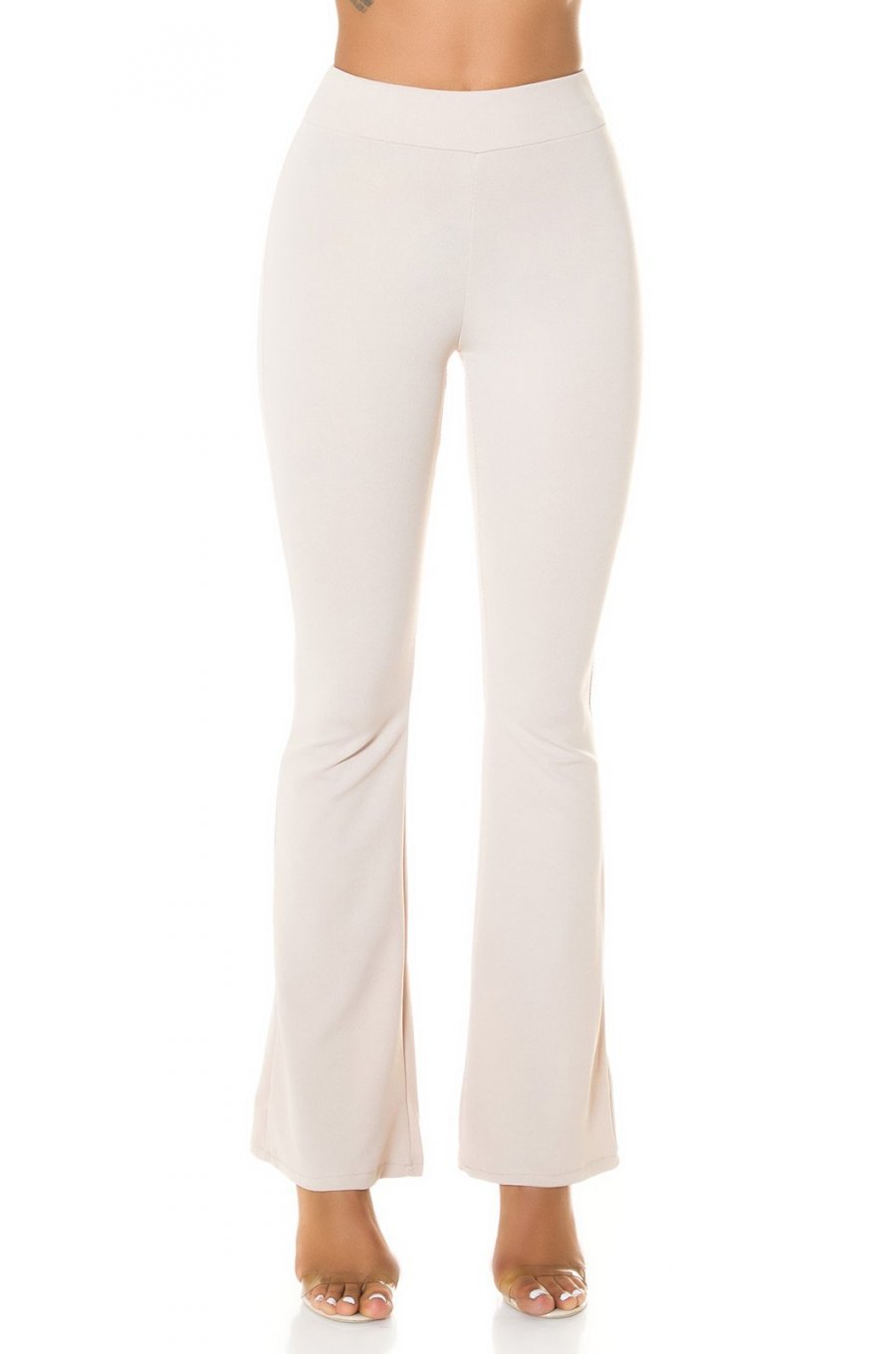 Pantaloni dama evazati bej cu talia inalta Keyla Pantaloni dama evazati bej cu talia inalta Keyla 1 - jojofashion.ro