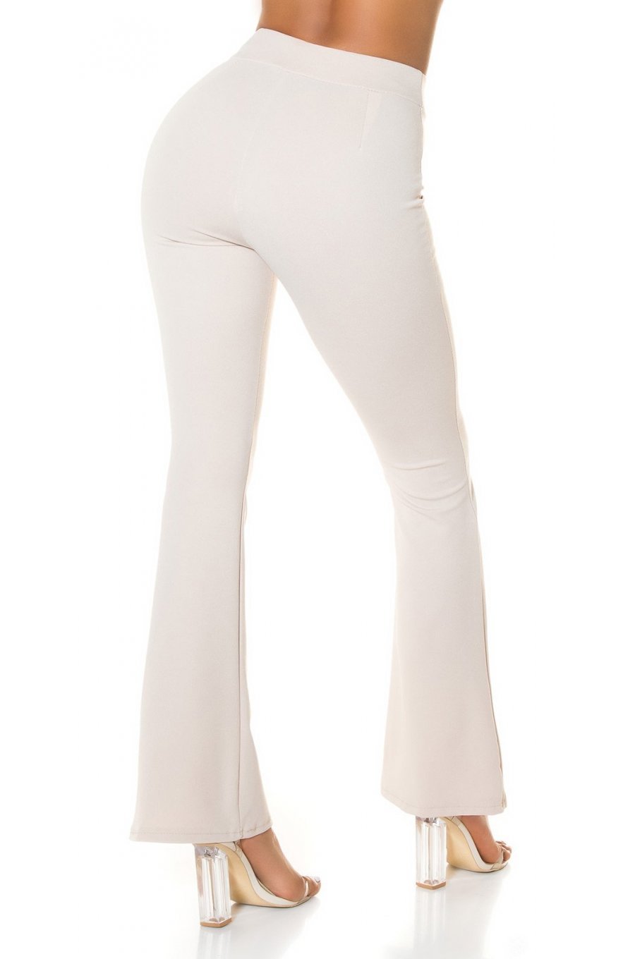 Pantaloni dama evazati bej cu talia inalta Keyla Pantaloni dama evazati bej cu talia inalta Keyla 2 - jojofashion.ro