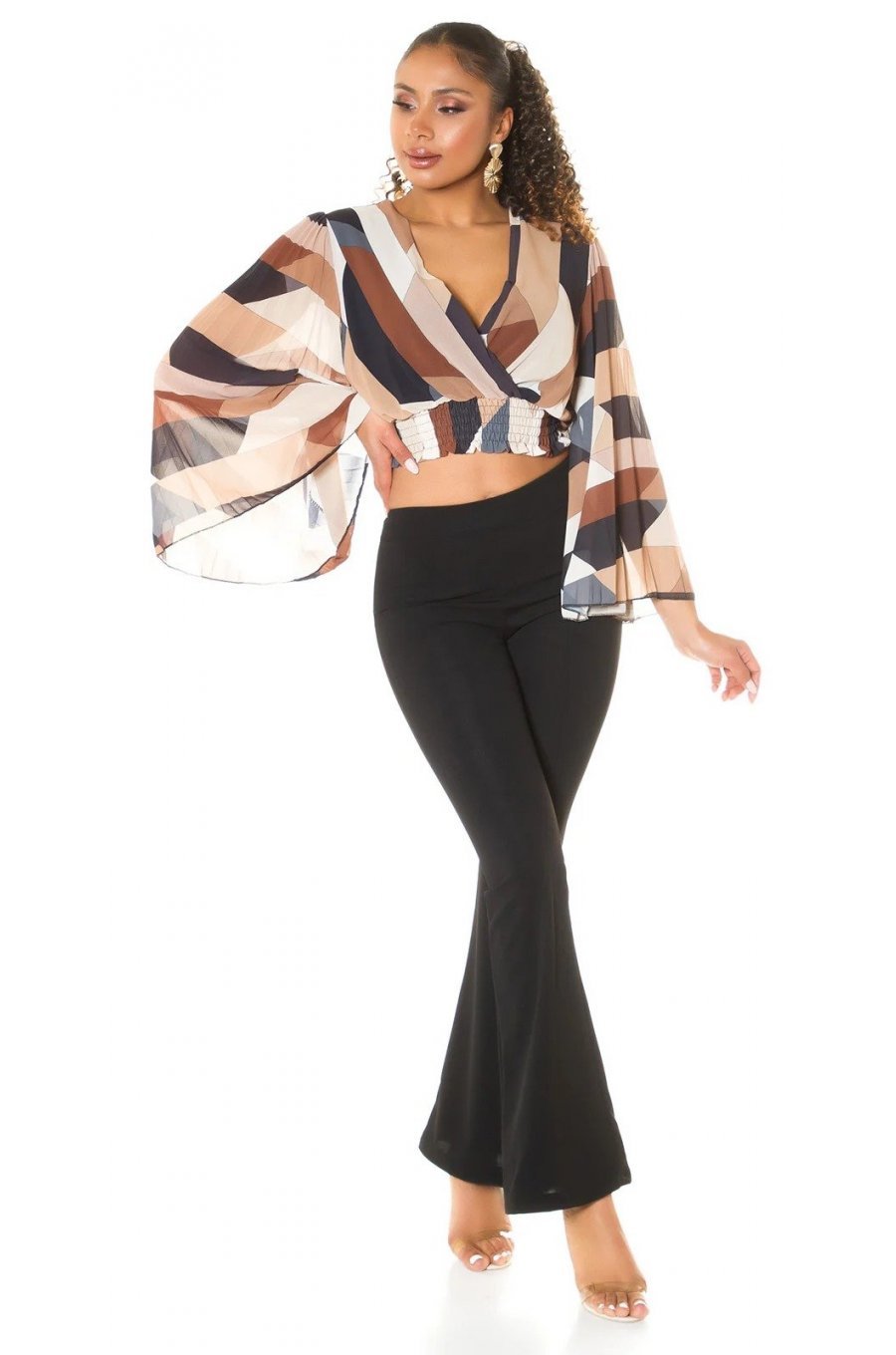 Pantaloni dama evazati negri cu talia inalta Keyla Pantaloni dama evazati negri cu talia inalta Keyla 3 - jojofashion.ro