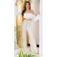 Pantaloni dama evazati, de vara, bej, largi, Sharleey Pantaloni dama evazati, de vara, bej, largi, Sharleey 4 - jojofashion.ro