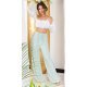 Pantaloni dama evazati, de vara, menta, largi, Sharleey Pantaloni dama evazati, de vara, menta, largi, Sharleey 4 - jojofashion.ro