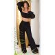 Pantaloni dama evazati, de vara, negri, largi, Sharleey Pantaloni dama evazati, de vara, negri, largi, Sharleey 4 - jojofashion.ro