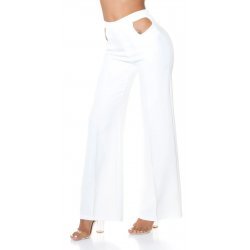 Pantaloni dama evazati albi decupati Daany