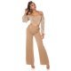 Pantaloni dama evazati cappuccino decupati Daany 5 - jojofashion.ro