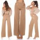 Pantaloni dama evazati cappuccino decupati Daany 6 - jojofashion.ro