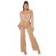 Pantaloni dama evazati cappuccino decupati Daany 7 - jojofashion.ro