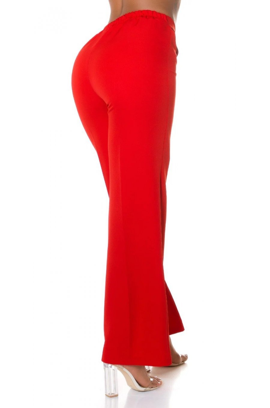 Pantaloni dama evazati rosii decupati Daany Pantaloni dama evazati rosii decupati Daany 2 - jojofashion.ro