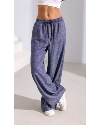 Pantaloni dama evazati, din in, gri, cu elastic in talie, Noreen Pantaloni dama evazati, din in, gri, cu elastic in talie, Noreen - jojofashion.ro
