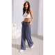 Pantaloni dama evazati, din in, gri, cu elastic in talie, Noreen 4 - jojofashion.ro