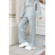 Pantaloni dama evazati, din tricot cu nervuri, gri, Hanne 3 - jojofashion.ro