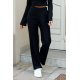 Pantaloni dama evazati, din tricot cu nervuri, negri, Hanne Pantaloni dama evazati, din tricot cu nervuri, negri, Hanne 2 - jojofashion.ro
