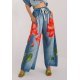 Pantaloni dama evazati, din vascoza, bleu cu flori, vaporosi, Hestia2 2 - jojofashion.ro