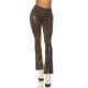 Pantaloni dama evazati, kaki, piele eco, animal print snake, Zenka 2 - jojofashion.ro