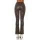 Pantaloni dama evazati, kaki, piele eco, animal print snake, Zenka 3 - jojofashion.ro