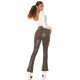 Pantaloni dama evazati, kaki, piele eco, animal print snake, Zenka 8 - jojofashion.ro