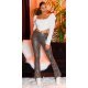 Pantaloni dama evazati, kaki, piele eco, animal print snake, Zenka 4 - jojofashion.ro