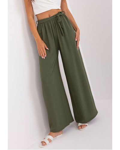 Pantaloni dama, Pantaloni dama evazati, kaki, vaporosi, largi, Teagan - jojofashion.ro