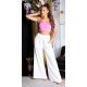 Pantaloni dama evazati largi albi Katarina Pantaloni dama evazati largi albi Katarina 2 - jojofashion.ro