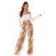Pantaloni dama evazati largi, de vara, roz, animal print, Amira 4 - jojofashion.ro