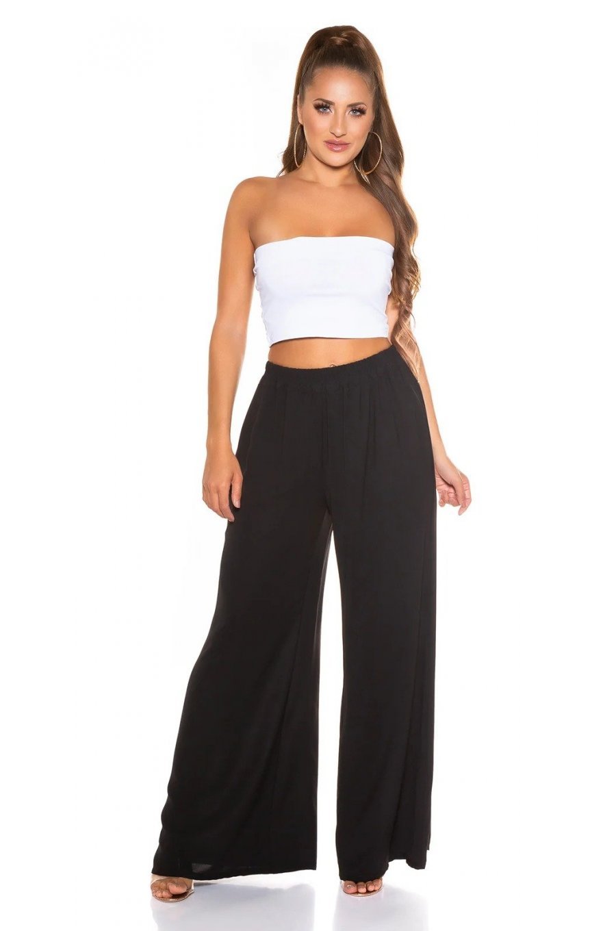 Pantaloni dama evazati largi negri Katarina Pantaloni dama evazati largi negri Katarina 3 - jojofashion.ro