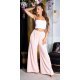 Pantaloni dama evazati largi roz pal Katarina Pantaloni dama evazati largi roz pal Katarina 2 - jojofashion.ro