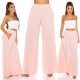 Pantaloni dama evazati largi roz pal Katarina Pantaloni dama evazati largi roz pal Katarina 5 - jojofashion.ro