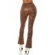 Pantaloni dama evazati, maro, piele eco, animal print snake, Zenka 3 - jojofashion.ro