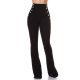Pantaloni dama evazati negri cu nasturi aurii Arya 2 - jojofashion.ro