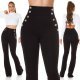 Pantaloni dama evazati negri cu nasturi aurii Arya 5 - jojofashion.ro