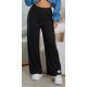 Pantaloni dama evazati, negri, cu striatii si talie inalta, Kayna Pantaloni dama evazati, negri, cu striatii si talie inalta, Kayna 2 - jojofashion.ro