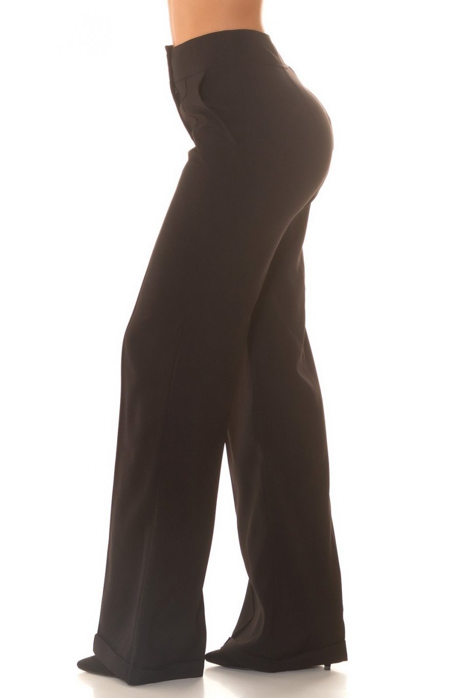Pantaloni dama evazati, negri, cu talia inalta, Deussa Pantaloni dama evazati, negri, cu talia inalta, Deussa 2 - jojofashion.ro