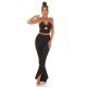 Pantaloni dama evazati, negri, cu volane si talie inalta, Flamenco 4 - jojofashion.ro