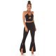 Pantaloni dama evazati, negri, cu volane si talie inalta, Flamenco 6 - jojofashion.ro