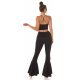 Pantaloni dama evazati, negri, cu volane si talie inalta, Flamenco 7 - jojofashion.ro