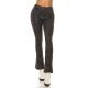 Pantaloni dama evazati, negri, piele eco, animal print snake, Zenka 2 - jojofashion.ro