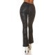 Pantaloni dama evazati, negri, piele eco, animal print snake, Zenka 3 - jojofashion.ro
