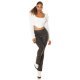 Pantaloni dama evazati, negri, piele eco, animal print snake, Zenka 8 - jojofashion.ro