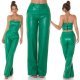 Pantaloni dama evazati piele eco verde Reyna 7 - jojofashion.ro