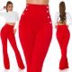 Pantaloni dama evazati rosii cu nasturi aurii Arya 5 - jojofashion.ro