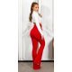 Pantaloni dama evazati rosii cu nasturi aurii Arya 4 - jojofashion.ro