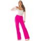 Pantaloni dama evazati, roz ciclam, cu talia inalta, Deussa 6 - jojofashion.ro