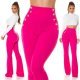 Pantaloni dama evazati roz cu nasturi aurii Arya Pantaloni dama evazati roz cu nasturi aurii Arya 5 - jojofashion.ro