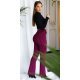 Pantaloni dama evazati, roz fucsia cu print negru, Selinn Pantaloni dama evazati, roz fucsia cu print negru, Selinn 5 - jojofashion.ro