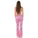Pantaloni dama evazati, roz in degrade, glitter, Katyusha 6 - jojofashion.ro