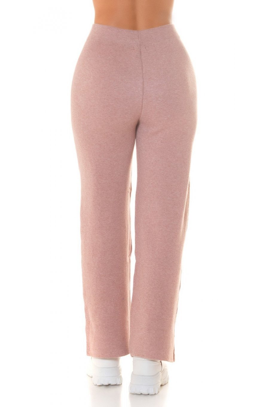 Pantaloni dama evazati, roz prafuit, din vascoza, cu talia inalta, Killya Pantaloni dama evazati, roz prafuit, din vascoza, cu talia inalta, Killya 2 - jojofashion.ro