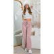 Pantaloni dama evazati, roz prafuit, din vascoza, cu talia inalta, Killya Pantaloni dama evazati, roz prafuit, din vascoza, cu talia inalta, Killya 4 - jojofashion.ro