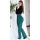 Pantaloni dama evazati, verzi cu print negru, Selinn Pantaloni dama evazati, verzi cu print negru, Selinn 5 - jojofashion.ro