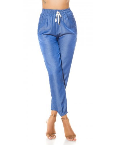 Pantaloni dama jogger albastri Jenny - jojofashion.ro